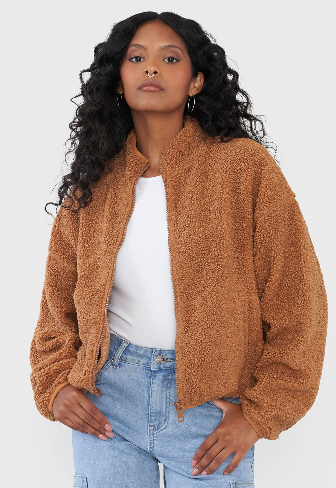Polerón Mujer Corderito Camel