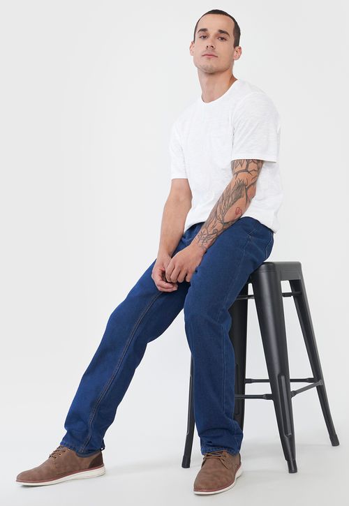 Jeans Hombre Regular Color Azul Oscuro