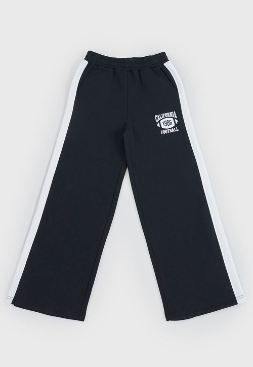Pantalón De Buzo Niña Teen Franjas Sporty Negro