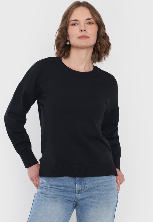 Sweater Mujer Cuello Redondo Negro