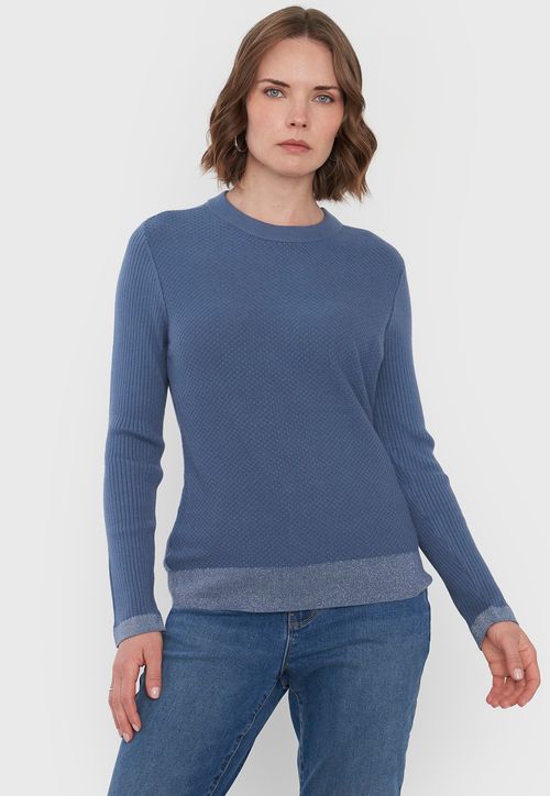 Sweater Mujer Cerrado Trenzado Petróleo