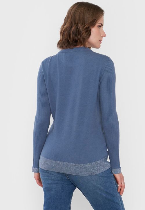 Sweater Mujer Cerrado Trenzado Petróleo