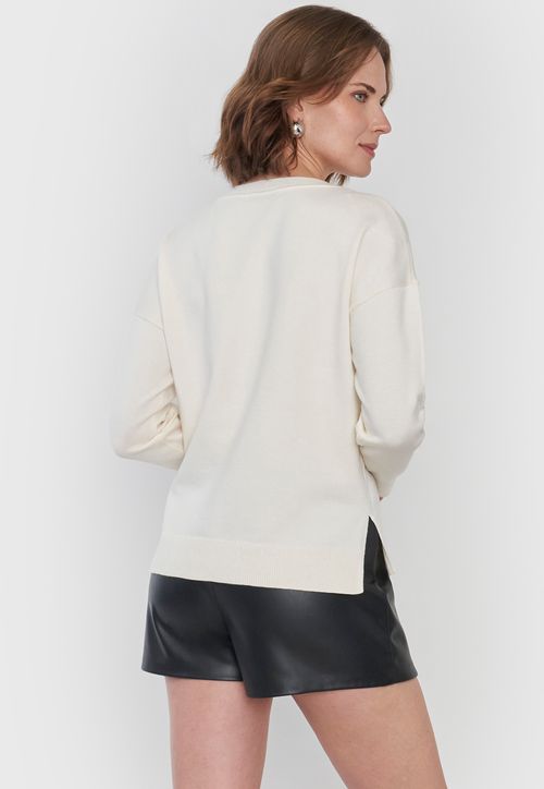 Sweater Mujer Cuello Redondo Ecru