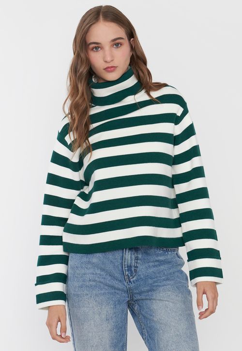 Sweater Mujer Cuello Tortuga Verde Botella