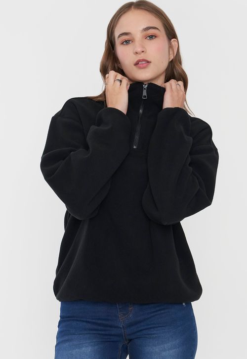 Polerón Mujer Polar Half Zipper Negro