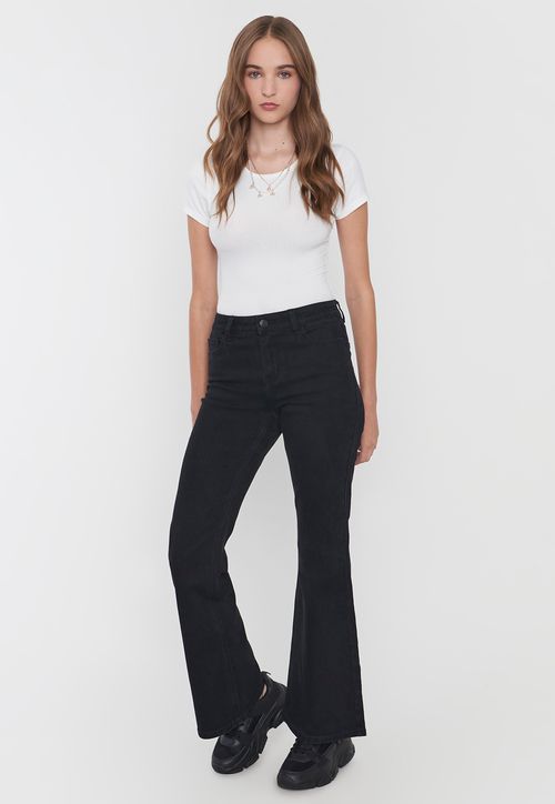 Jeans Mujer Negro Flare Fit