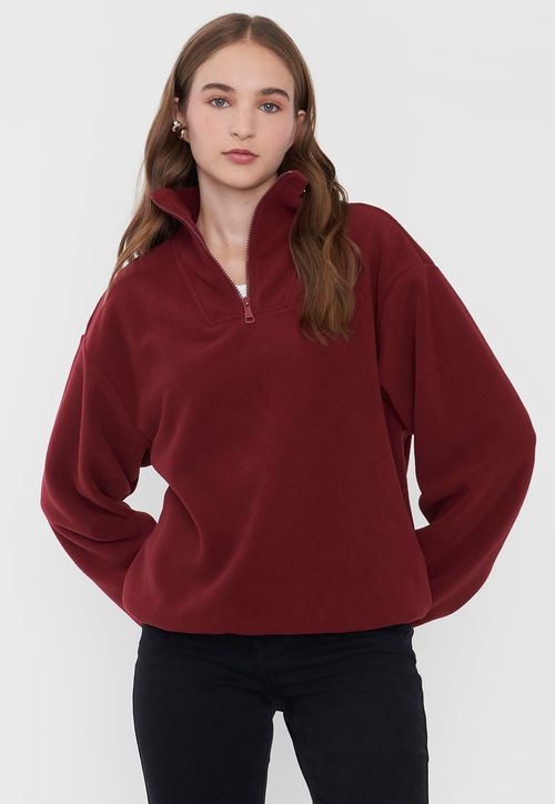 Polerón Mujer Polar Half Zipper Burdeo