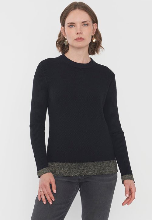 Sweater Mujer Cerrado Trenzado Color Negro