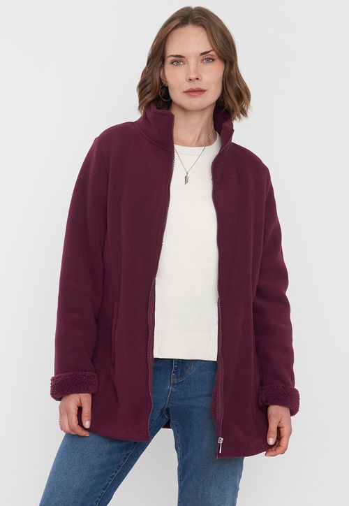 Chaqueta Mujer Polar Larga Burdeo