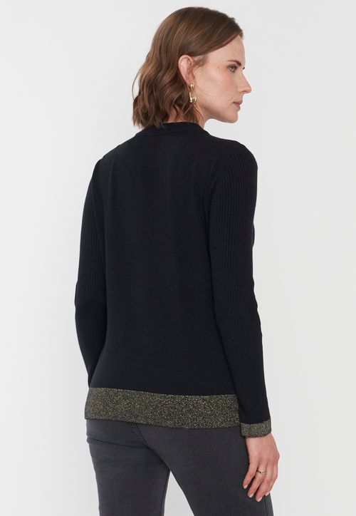 Sweater Mujer Cerrado Trenzado Color Negro