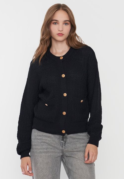 Cárdigan Mujer Botones Negro