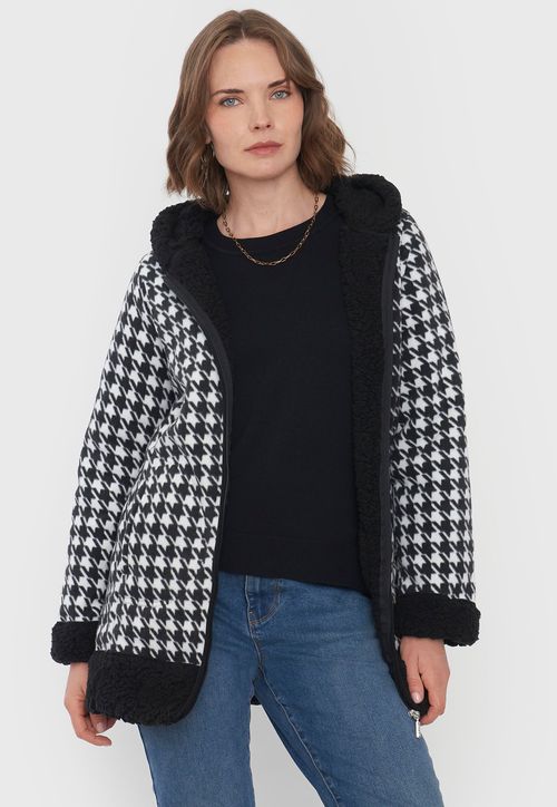 Chaqueta Mujer Polar Chiporro Negro Cuadrillé