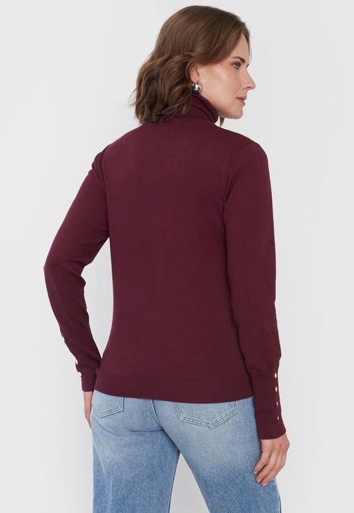 Sweater Mujer Cuello Alto Burdeo