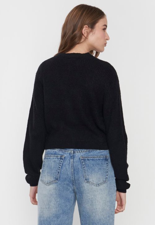 Sweater Mujer Cárdigan Color Negro