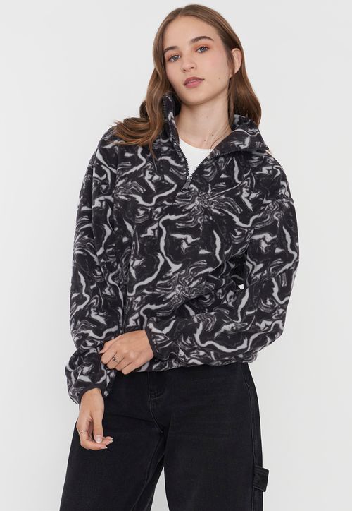 Polerón Mujer Polar Half Zipper Gris Marmoleado