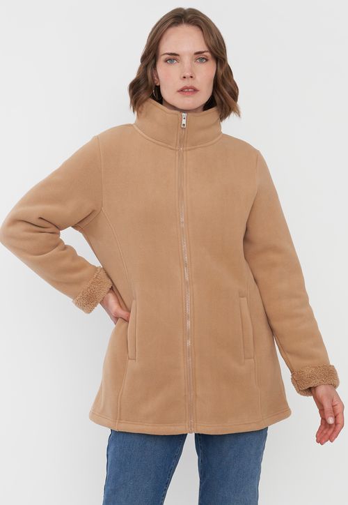Chaqueta Mujer Polar Larga Camel