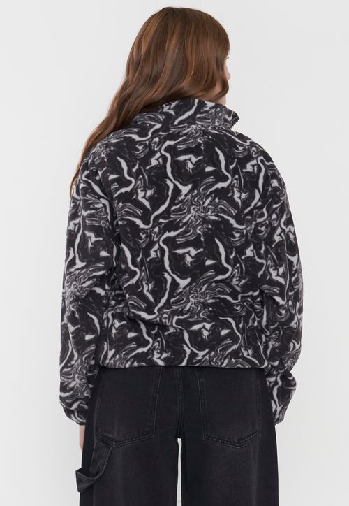 Polerón Mujer Polar Half Zipper Gris Marmoleado