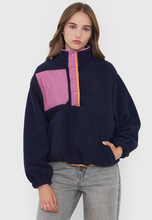 Polerón Mujer Polar Color Block Navy