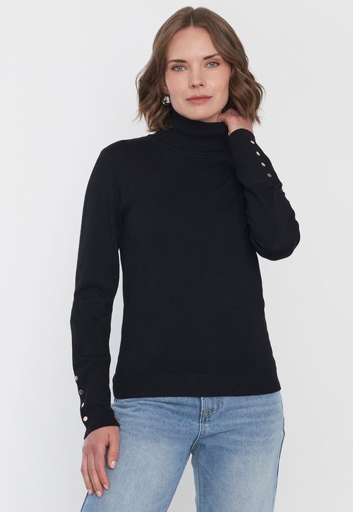Sweater Mujer Cuello Alto Color Negro