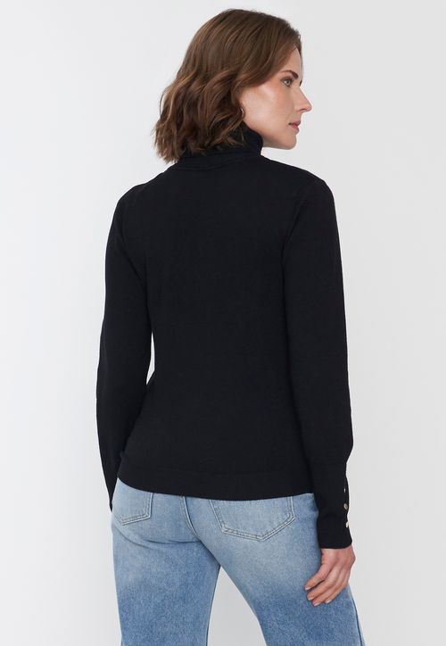 Sweater Mujer Cuello Alto Color Negro