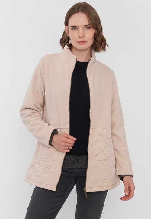 Chaqueta Mujer Polar Aplicación Quilt Beige