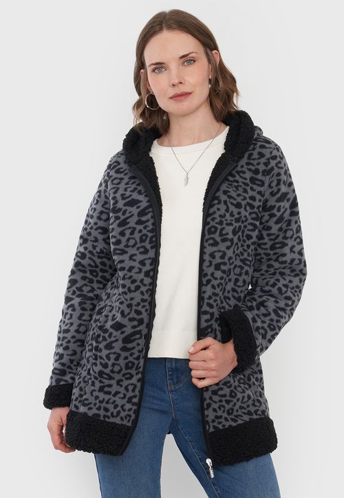 Chaqueta Mujer Polar Chiporro Gris Animal Print