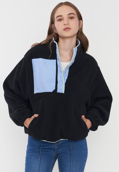 Polerón Mujer Polar Color Block Negro