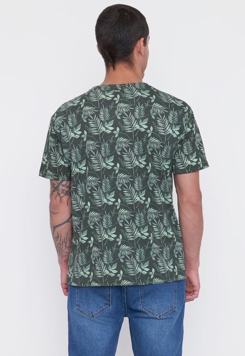 Polera Hombre Full Print Color Verde
