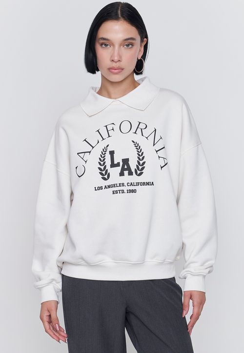 Polerón Mujer Cuello Polo Ecru
