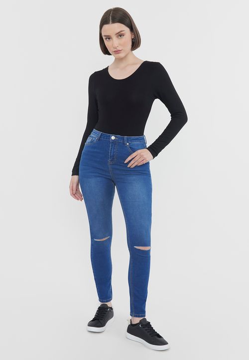 Jeans Mujer Skinny Azul Oscuro  Destroyed