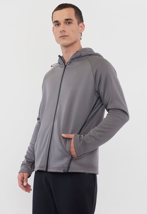 Polerón Hombre Deportivo Gris Full Zipper