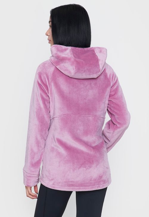 Polerón Mujer Deportivo Peludo Color Palo Rosa