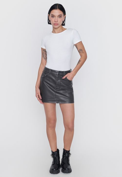 Falda Mujer Ecocuero Gris