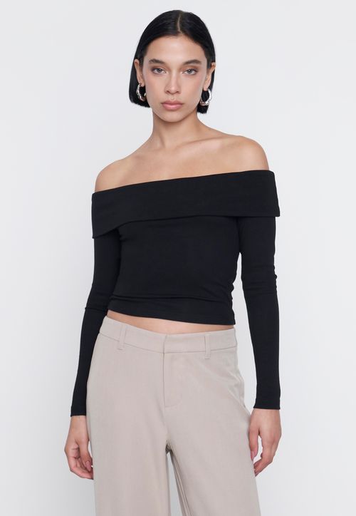 Polera Mujer Sin Hombros Color Negro