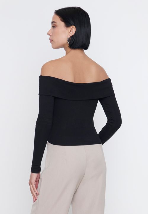 Polera Mujer Sin Hombros Color Negro