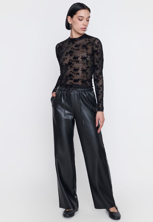 Pantalón Mujer Ecocuero Color Negro