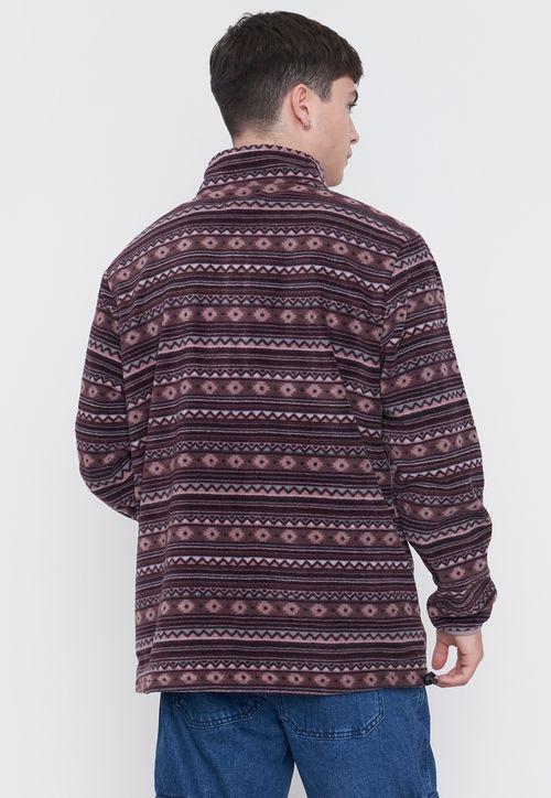 Polerón Polar Hombre Print Half Zipper Rosado Étnico