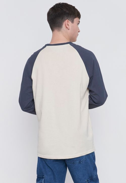 Polera Hombre Manga Larga Raglan Azul