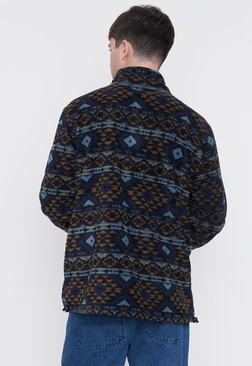 Polerón Polar Hombre Print Half Zipper Azul Étnico