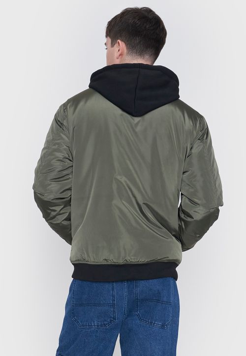 Casaca Bomber Hombre Hoodie Verde