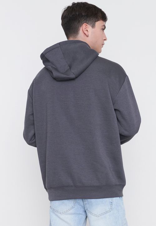 Polerón Hombre Canguro Liso Color Gris Oscuro