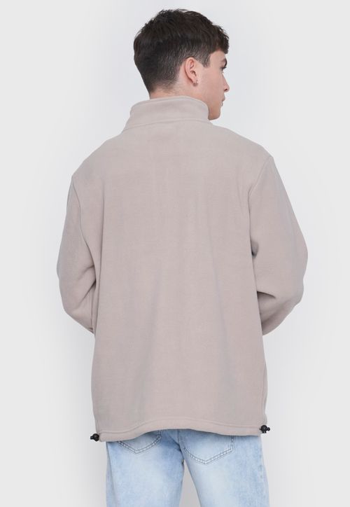 Polerón Polar Hombre Print Half Zipper Ecru