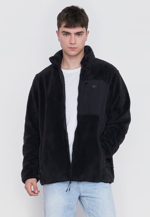 Polerón Hombre Coral Print Full Zipper Negro