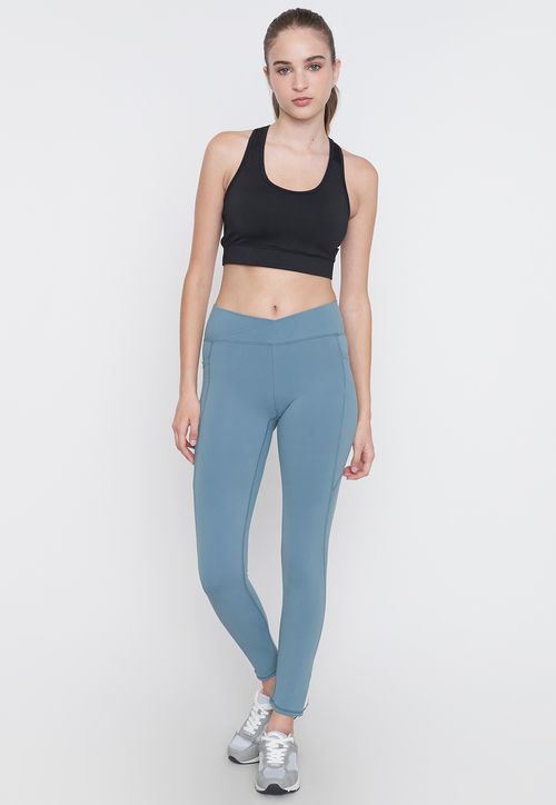 Calza Mujer Deportiva Pretina Cruzada Petróleo