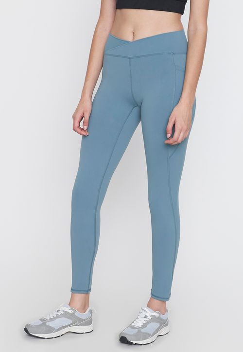 Calza Mujer Deportiva Pretina Cruzada Petróleo