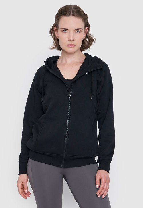Polerón Mujer Deportivo Zipper Negro