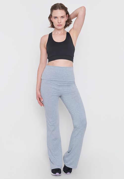 Calza Mujer Deportiva Flare Pretina Gris Melange