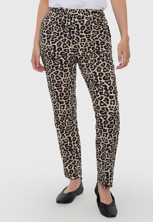 Pantalón Mujer Básico Animal Print Café
