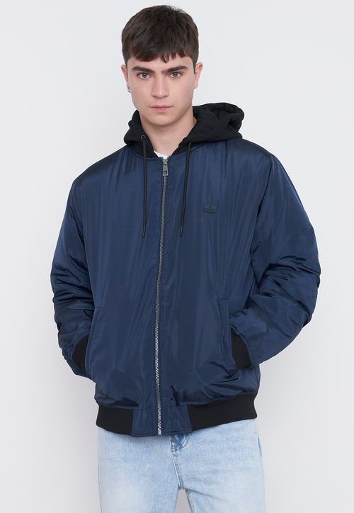 Casaca Hombre Bomber Hoodie Azul