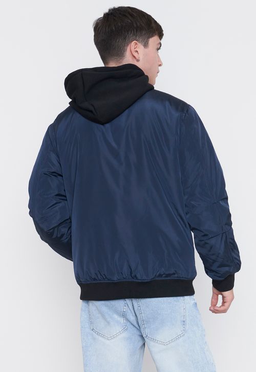 Casaca Hombre Bomber Hoodie Azul